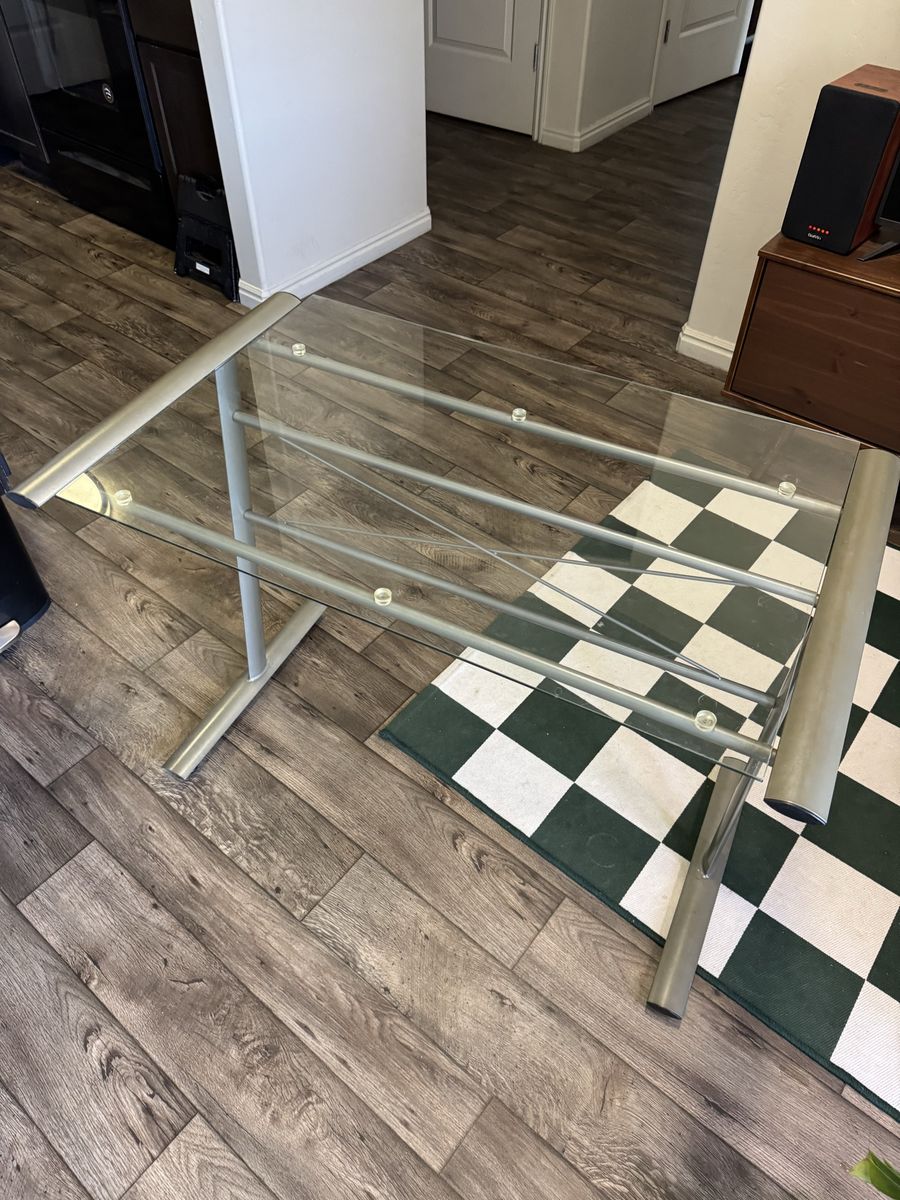 Modern Glass Top Dining Table or Desk