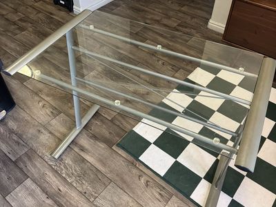 Modern Glass Top Dining Table or Desk