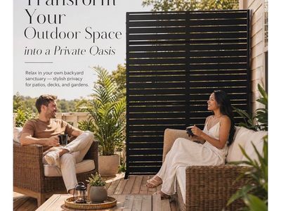 Brand new Outdoor Privacy Screen - Modern Black Slat Fence Panel