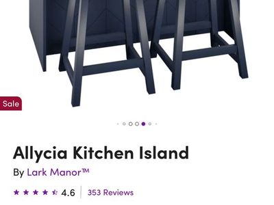 Navy Blue Wood Island With Storage