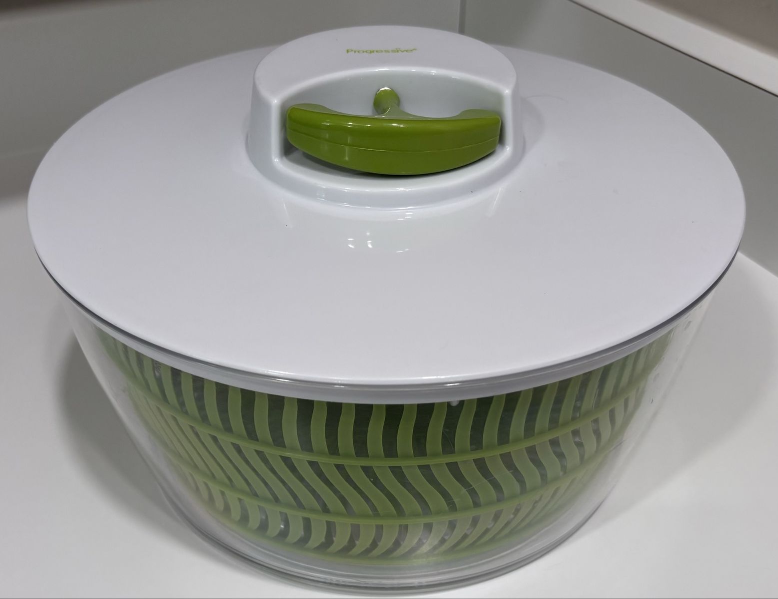 Progressive Salad Spinner Clear Bowl Green Inner Basket Prepworks Plastic