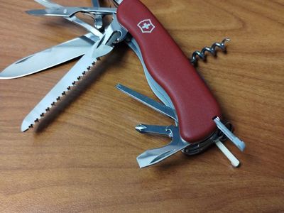 Victorinox Swiss Army Knife Red Multi-Tool with Pliers, Saw, and Corkscrew