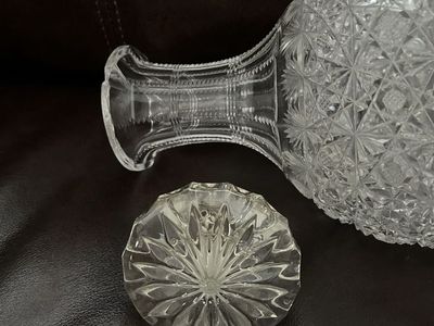 Antique American Brilliant Cut Glass Crystal Water/Wine Decanter Liquor Bottle