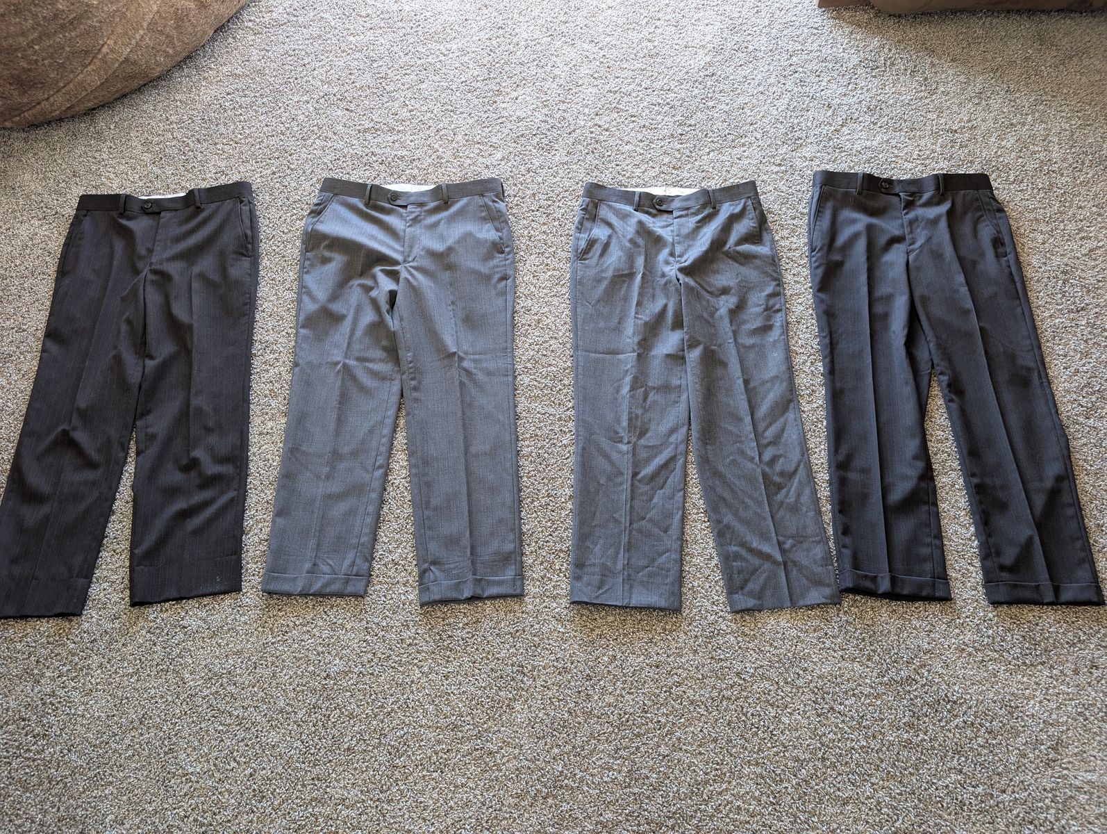 Pants, shoes, cowboy hats, white shirts