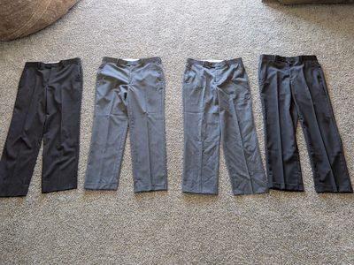 Pants, shoes, cowboy hats, white shirts