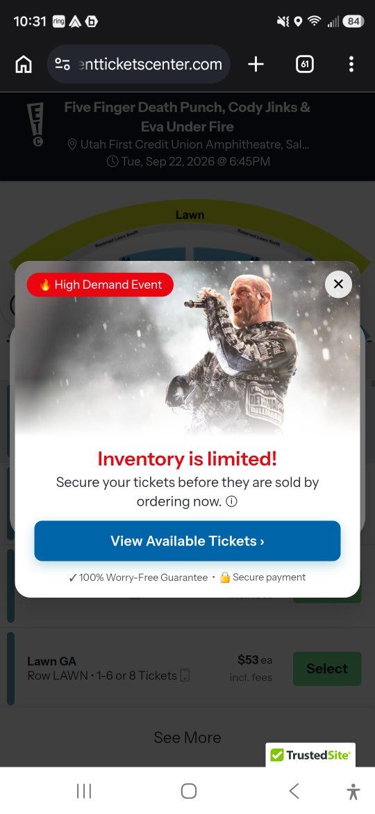Five Finger Death Punch, Cody Jinks & Eva Under Fire Tickets - Utah First Credit Union Amphitheatre