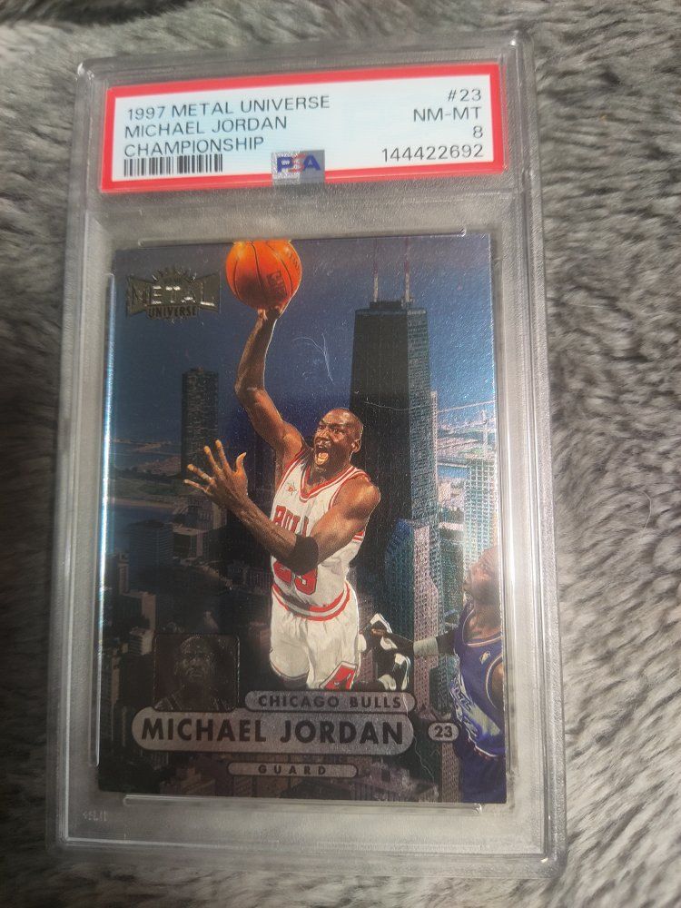 1997 Metal Universe Michael Jordan Championship PSA NM-MT 8 Basketball Card #23 Bulls