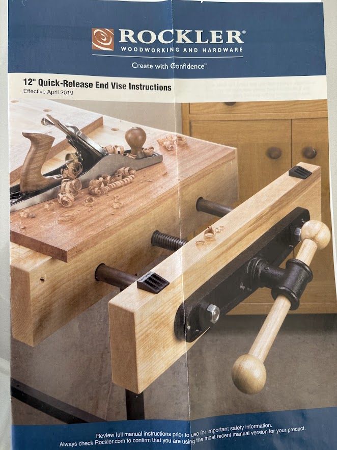 Rockler 12-Inch Quick-Release End Vise for Woodworking Bench