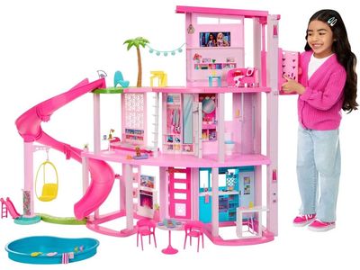 20% Off Brand New Barbie Dreamhouse Pool Party Doll House with 75+ pc, 3 Story Slide for 12" Dolls