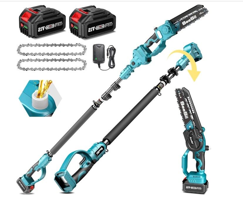 Brand New SeeSii 2-in-1 Cordless Pole Saw & Mini Chainsaw – Model PS800 (21V)