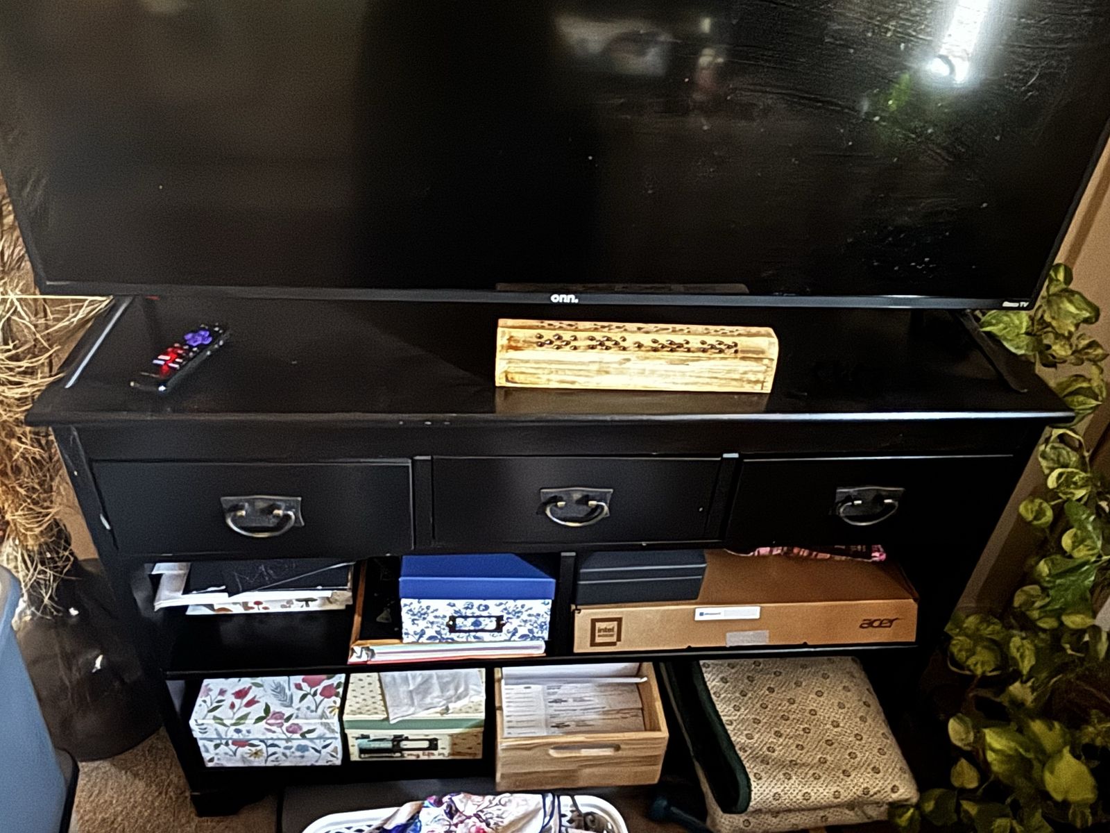 Black Wooden Console Table with 3 Drawers and 2 Shelves - Versatile Storage & Display