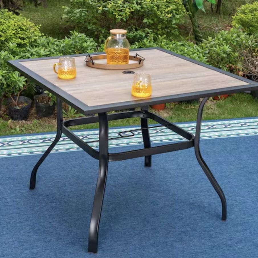 PHI VILLA 37” X 37” wood look square table with metal frame