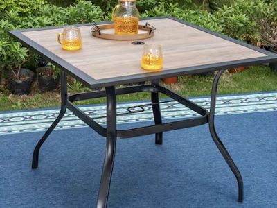 PHI VILLA 37” X 37” wood look square table with metal frame