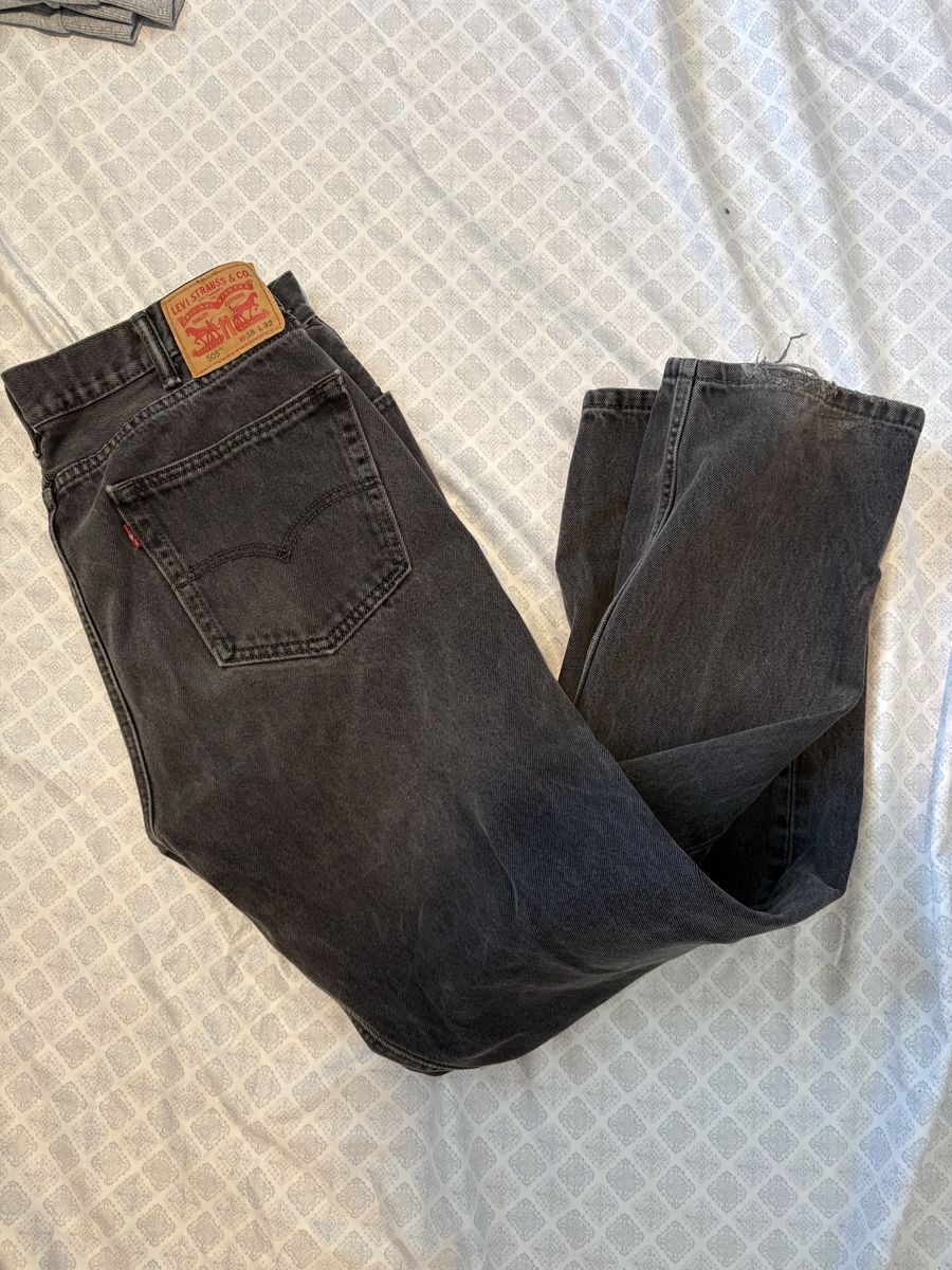 Levi Strauss & Co. 505 Regular Fit Black Washed Denim Jeans - Men's W38 L32