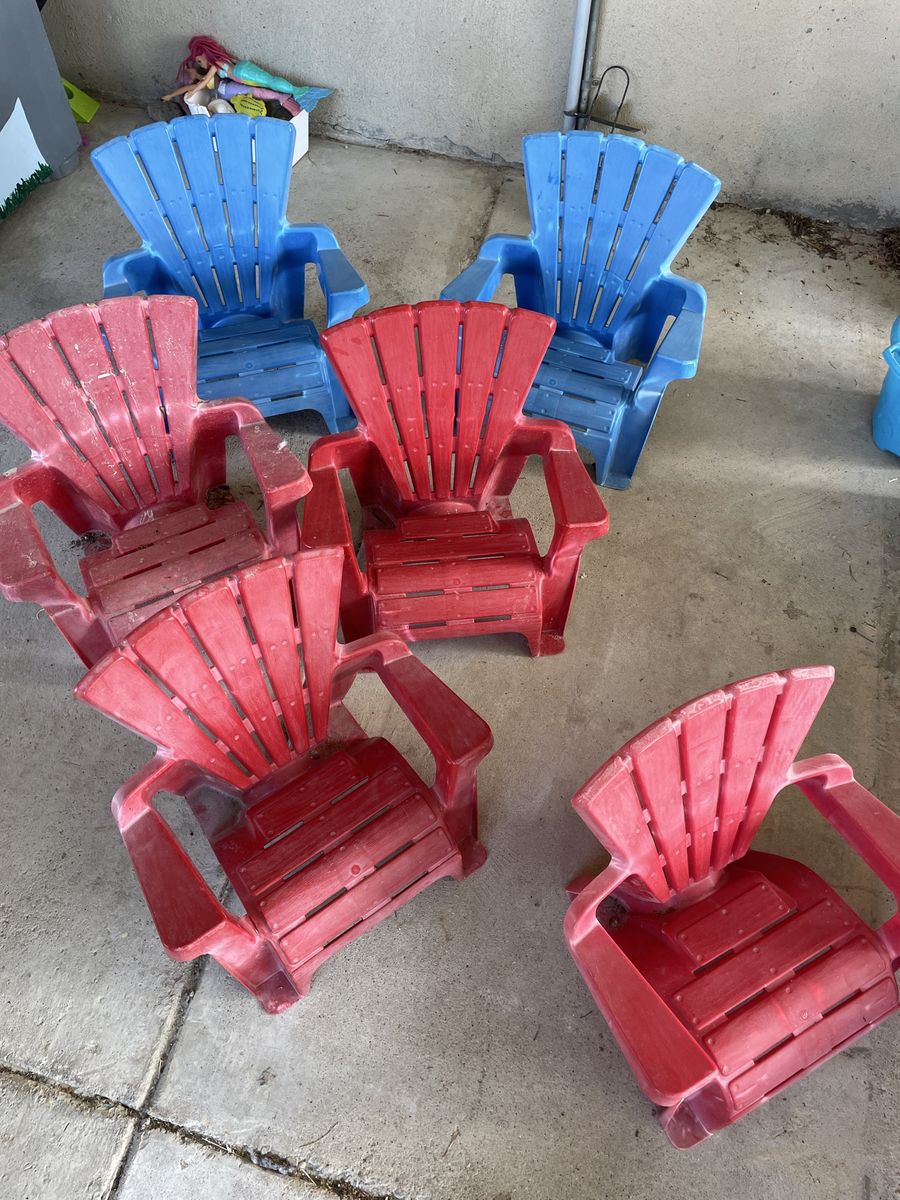 6 kids Adirondack plastic chairs