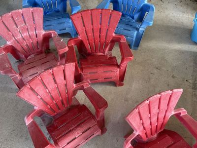 6 kids Adirondack plastic chairs