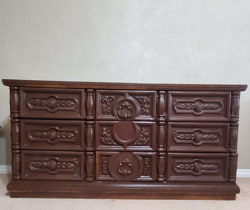 Vintage 1970s Mediterranean Style 7-Drawer Dresser – $195 OBO