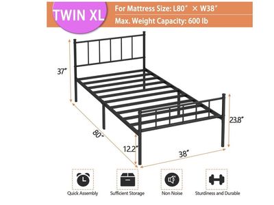 Like New Twin XL Bed frame - no box spring needed - easy assembly