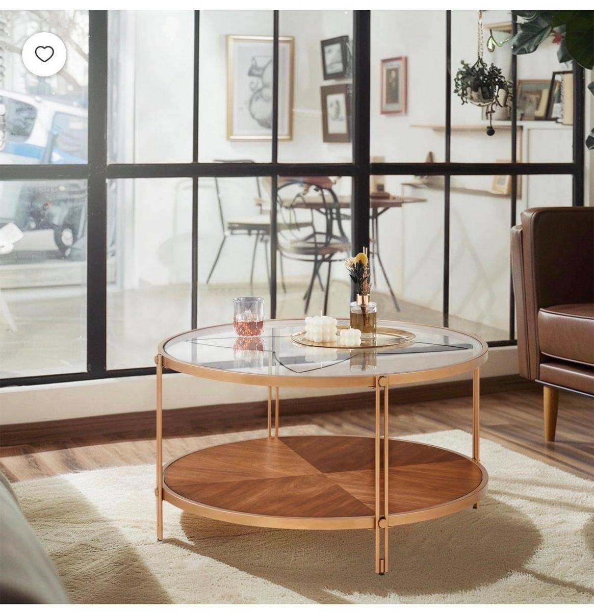 Brand new 2-Tier Glass and Wood Coffee Table