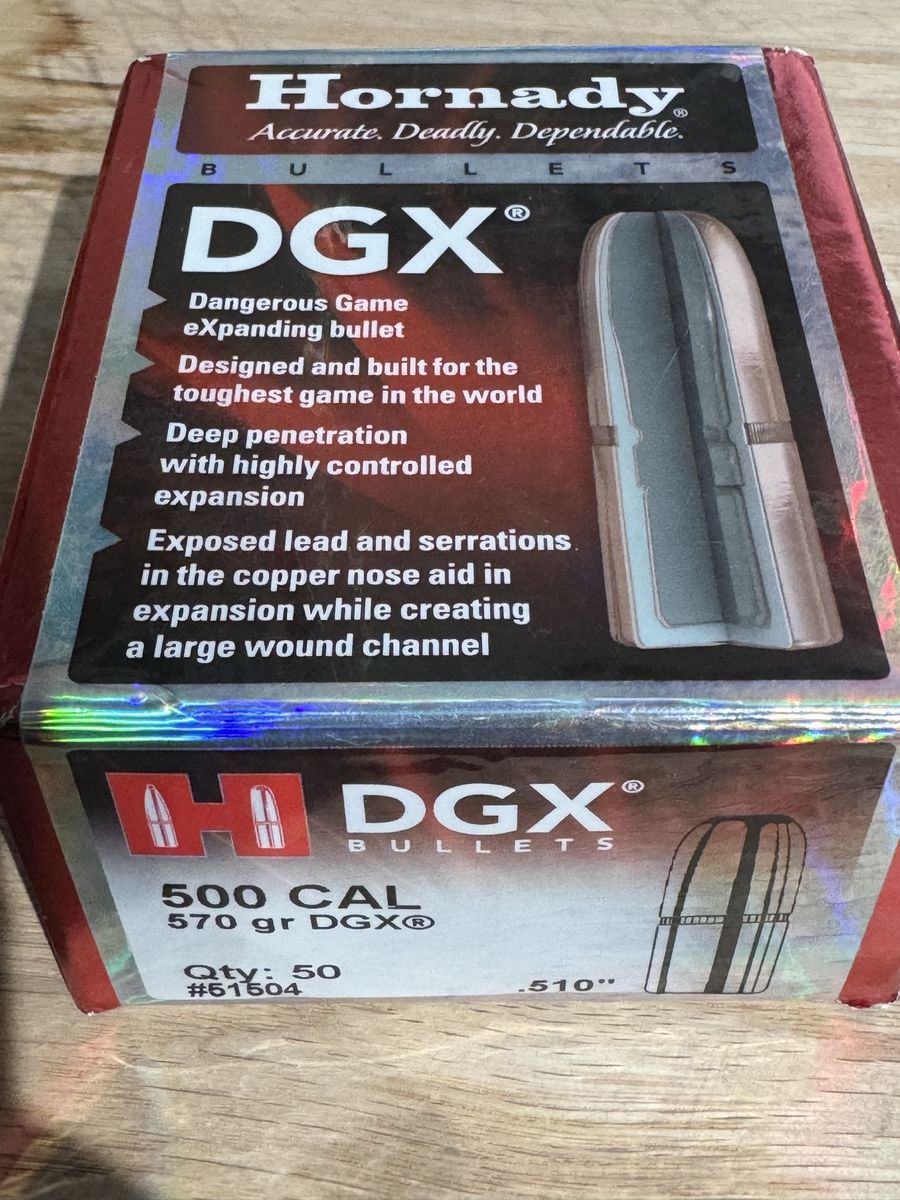 Hornady DGX .500 Caliber 570 gr Dangerous Game Expanding Bullets - Qty 50