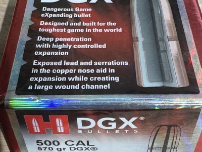 Hornady DGX .500 Caliber 570 gr Dangerous Game Expanding Bullets - Qty 50