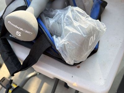 Reebok 5lb & 10lb Neoprene Dumbbell Set w/ Carry Bag - Home Gym Weights