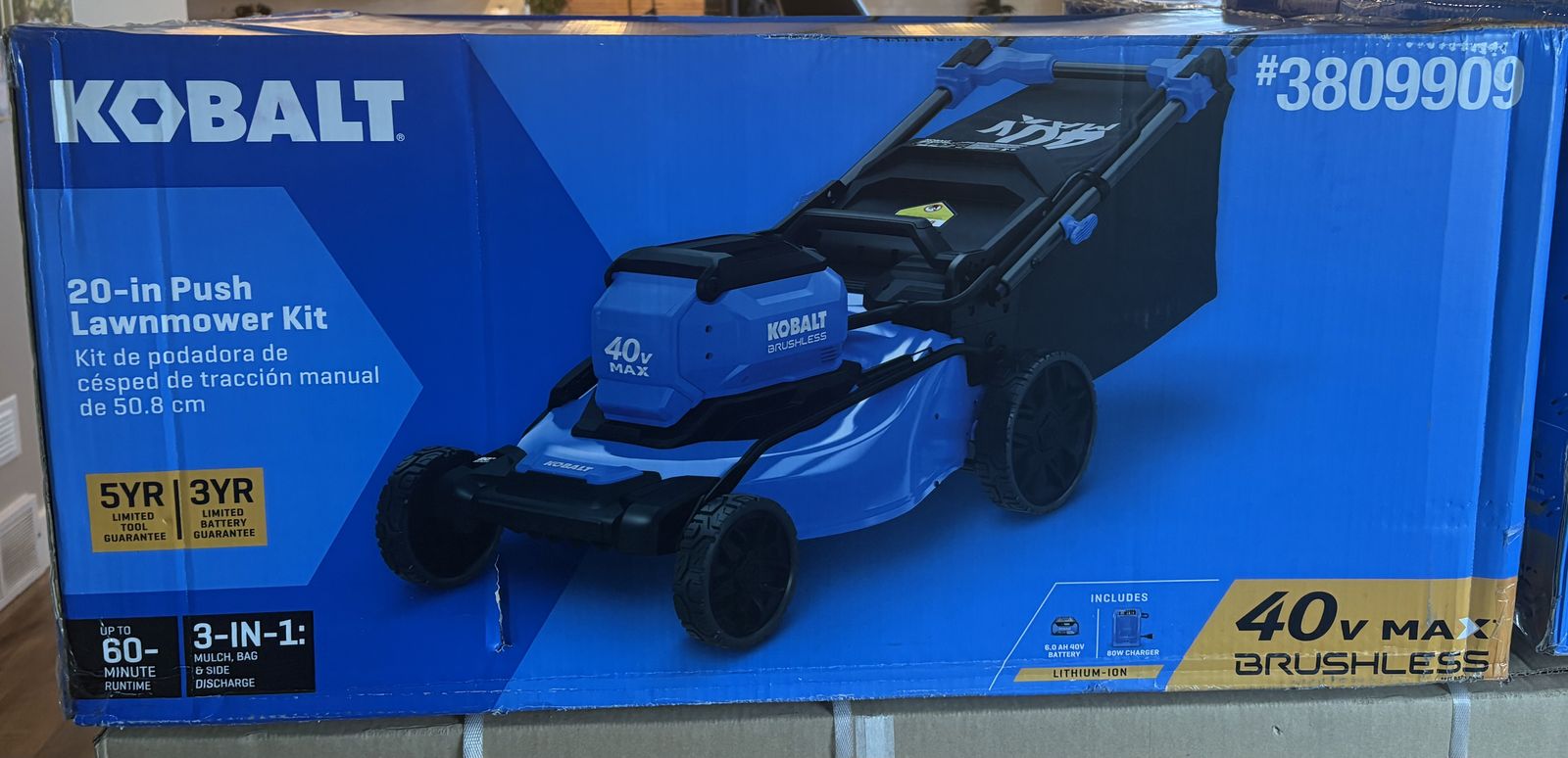 NEW Kobalt Gen4 40V 6 Ah 20 inch Push Lawn Mower