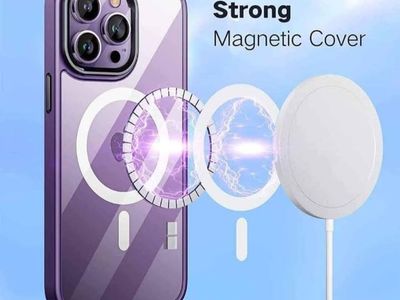 Magnetic Clear Phone Case for iPhone 14 Pro Max - Purple, Strong Magnetic Cover