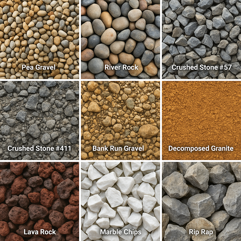 WE DILVER topsoil, mulch Decorative rocks, gravel Bolders