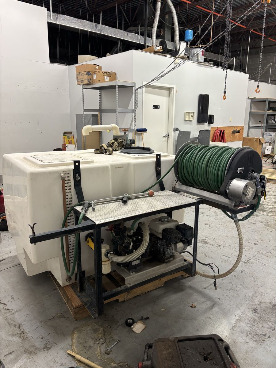 Industrial Spraying System - Large Tank, Hose Reel, Gas-Powered Engine - Used
