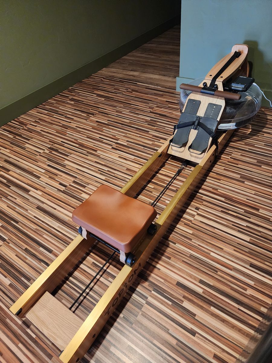 Topiom TM3 Water Rowing Machine - Wooden Fitness Rower with Digital Monitor