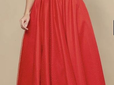 New ~ Red Sparkly A-line Strapless Formal Dress