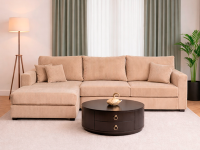 BACK TO SCHOOL BLOWOUT – LARGE BEIGE CORDUROY SECTIONAL