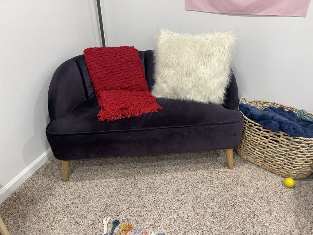 Small Dark Purple Velvet Couch