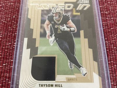 Taysom Hill 2021 Score “Zoned In” Football Card Saints Game-Used Relic BYU Cougars NFL New Orleans Saints Football Card