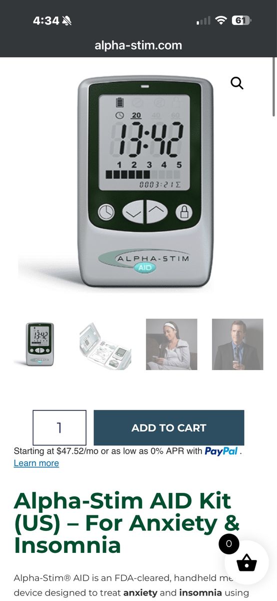 Alpha-Stim AID Cranial Electrotherapy Stimulator Kit for Anxiety and Insomnia