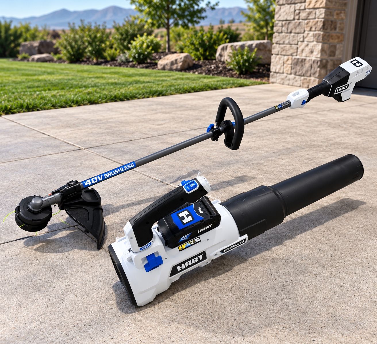Hart 40V Brushless Cordless String Trimmer and Leaf Blower Combo