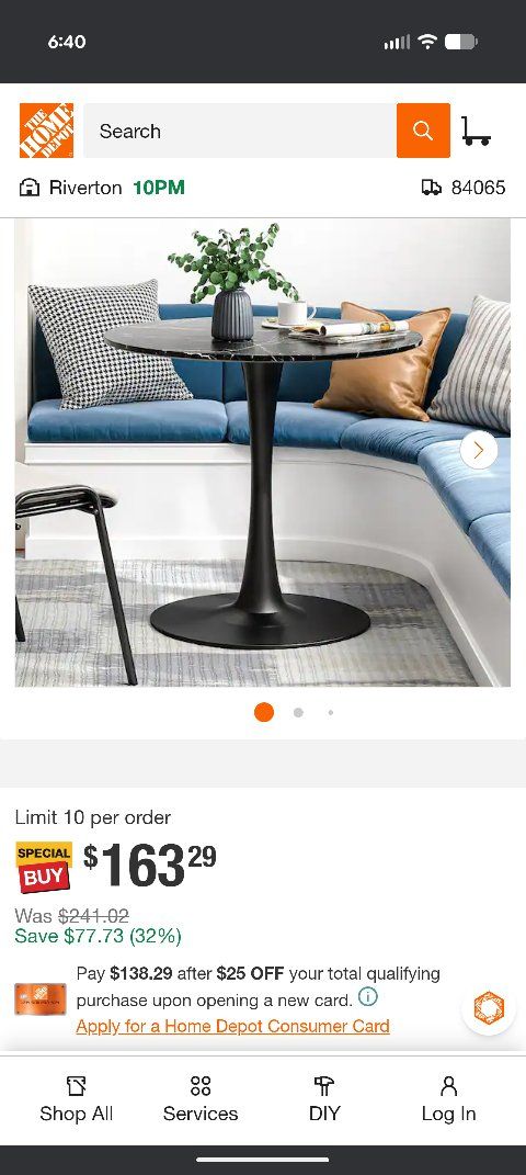 black marble looking round table