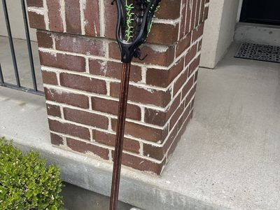Lacrosse Stick with Wood Shaft & Neon Green/Black Mesh