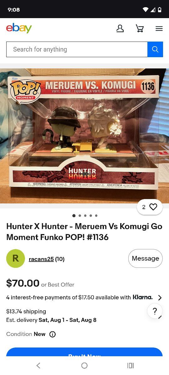 Funko POP! Moment Hunter x Hunter Meruem vs Komugi #1136 Vinyl Figure Scene