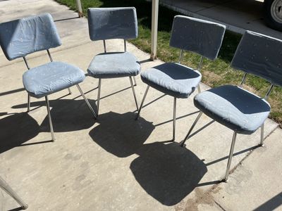4 Vintage Chrome-Frame Chairs Set, Kitchen/Dining