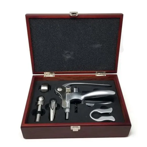 Wine Opener Kit in Wooden Box – Complete Set – Great Condition