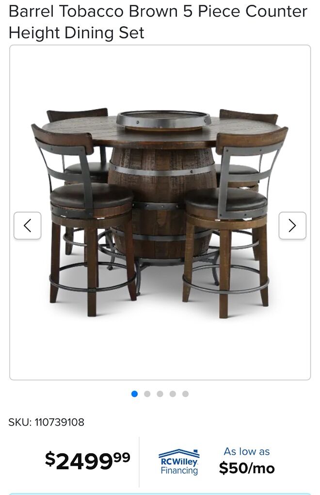 Barrel Tobacco Brown Counter Height Dining