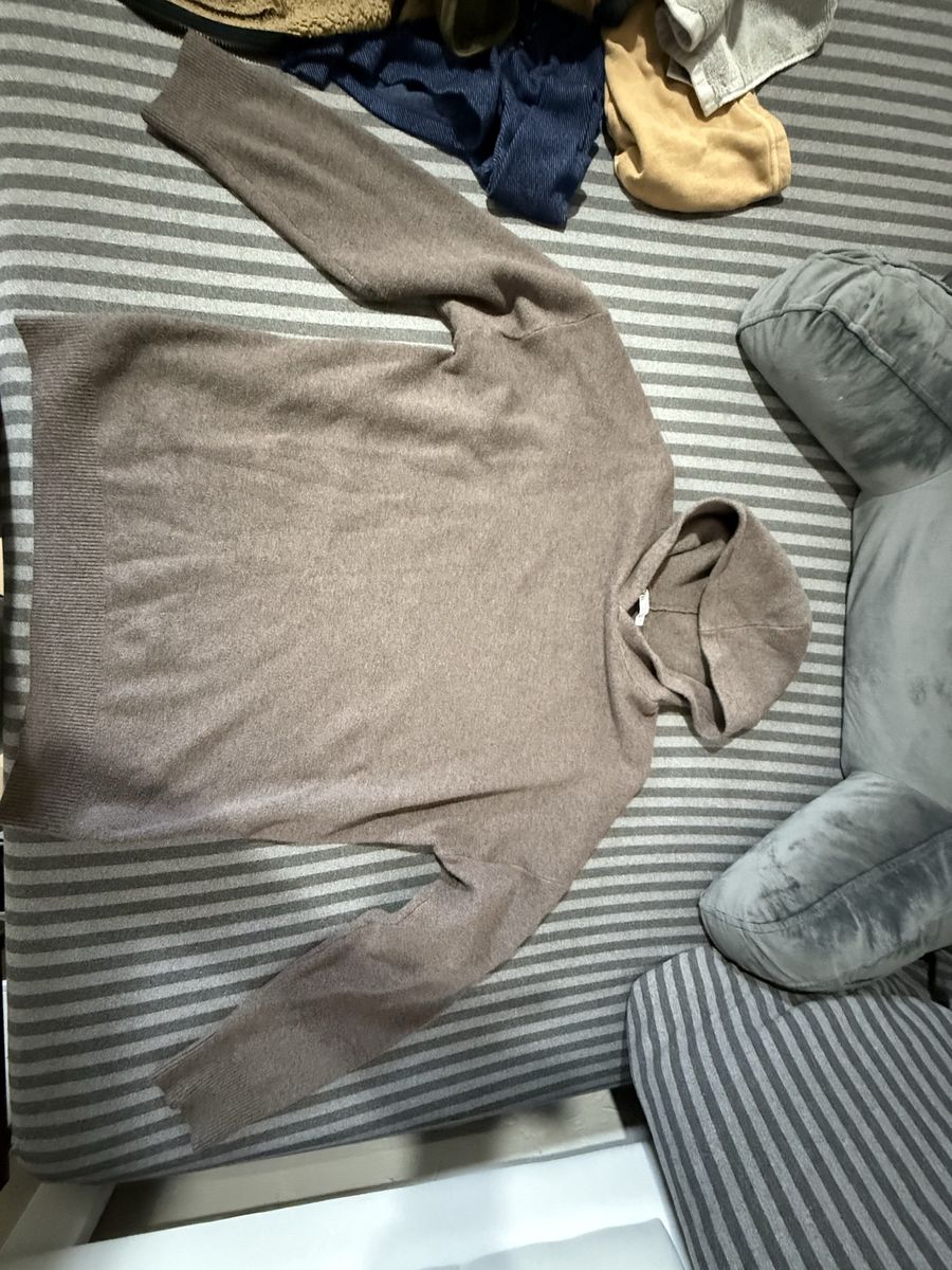 Zara Brown Knit Hooded Sweater Size M