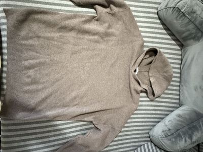 Zara Brown Knit Hooded Sweater Size M