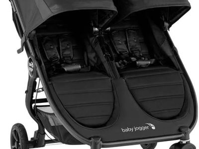 Baby Jogger City Mini Double Stroller - Black, Compact Fold, Excellent Condition