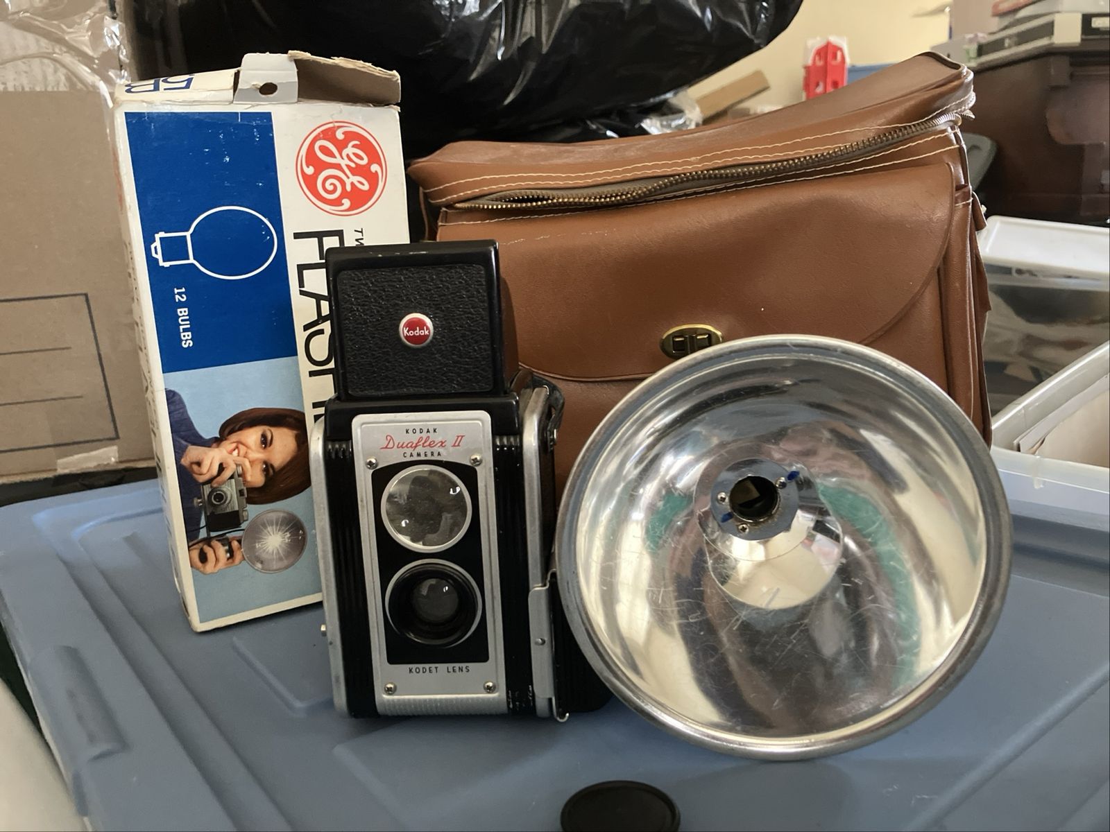 Vintage Kodak Duaflex II Camera with Flash and Case