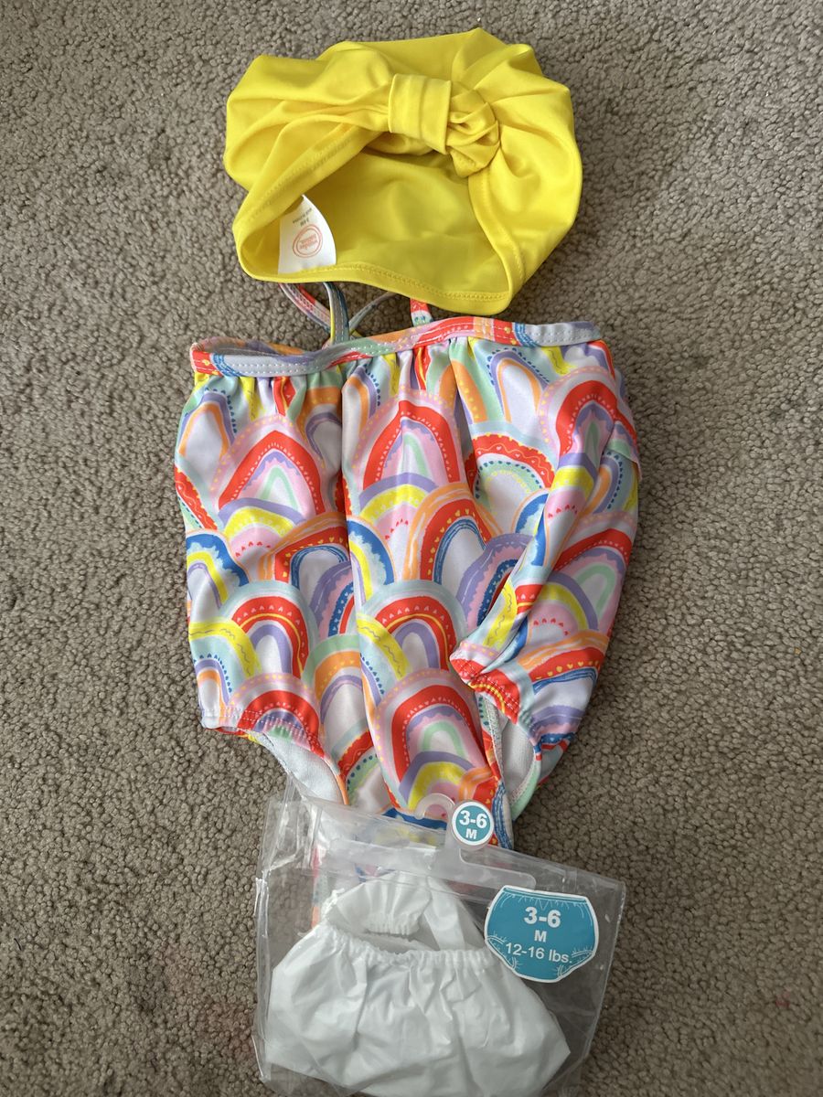 3-6 Mo Girl Swim Suit And Cap