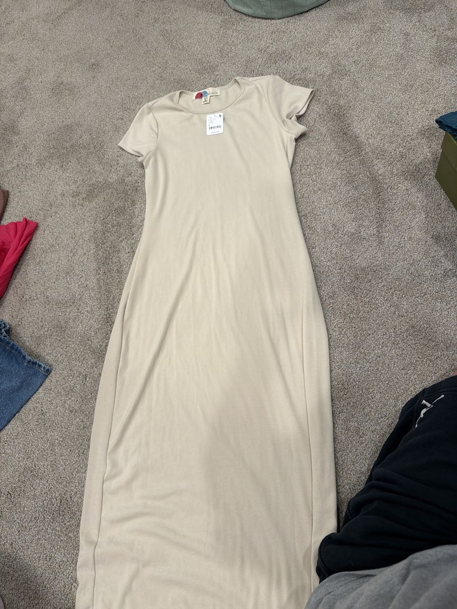 Cream beach slim maxi dress
