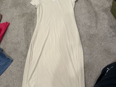 Cream beach slim maxi dress